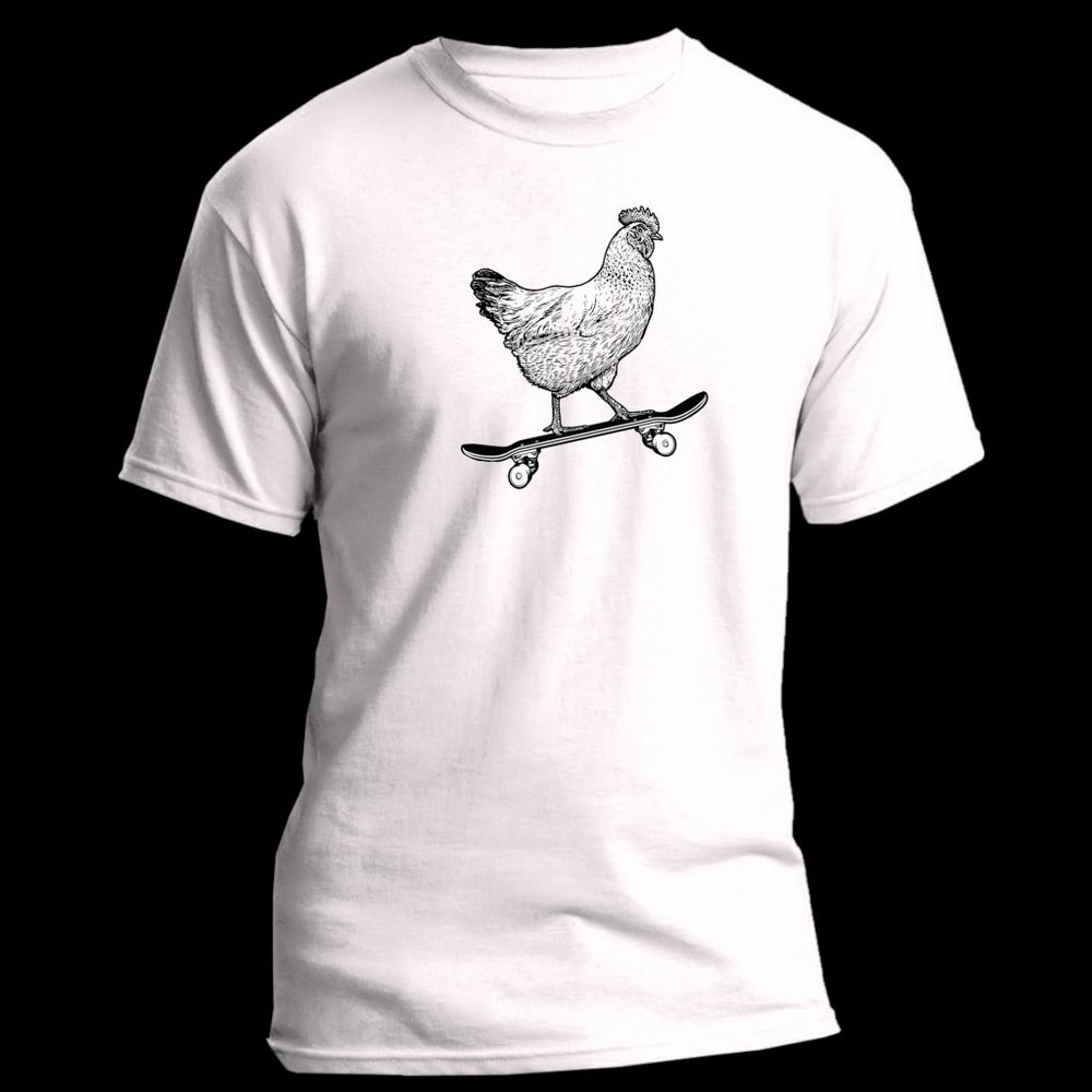 Rooster on Skateboard T-Shirt from Vintage Modern